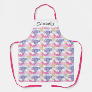 Whimsical Cat and Winter Mountains With A Cute Sun Apron