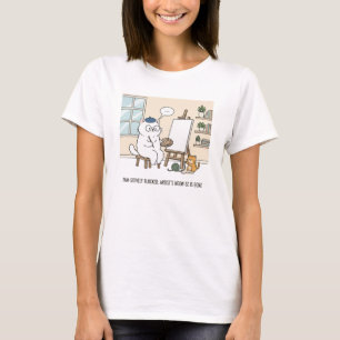 Whimsical Cat Artist Muse Creative Studio Humorous T-Shirt