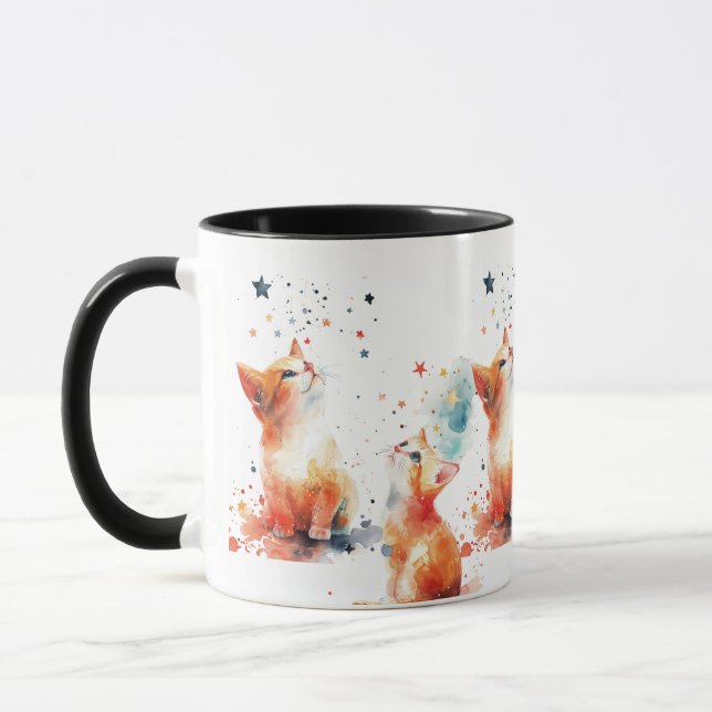 Whimsical Cat Coffee Mug (Left)