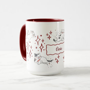 Whimsical Cat Custom Name Mug