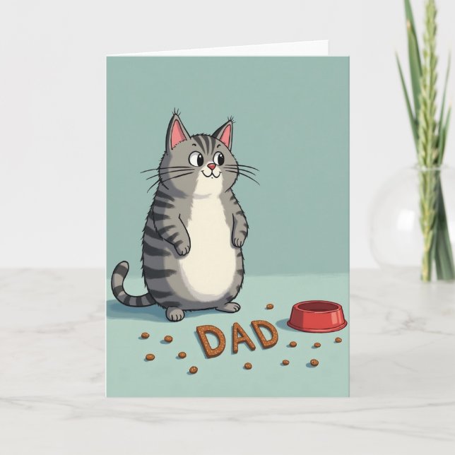 Whimsical Cat Dad Treat Card (Front)