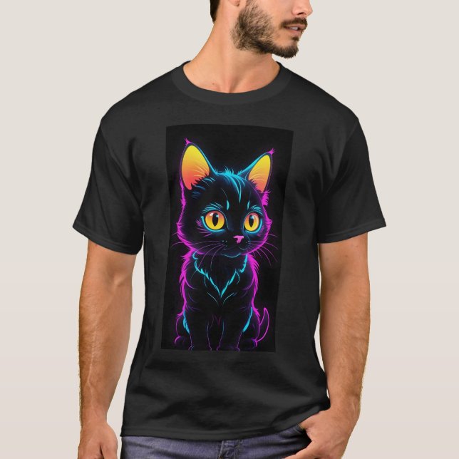 Whimsical Cat Dream  CollBasic Dark T-Shirt (Devant)