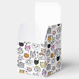 Whimsical Cat Faces Pattern Favor Box