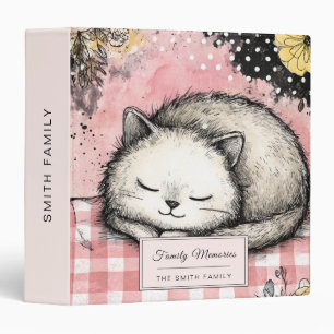 Whimsical Cat Floral Watercolor Art Binder