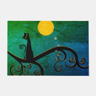Whimsical Cat Illustration Doormat