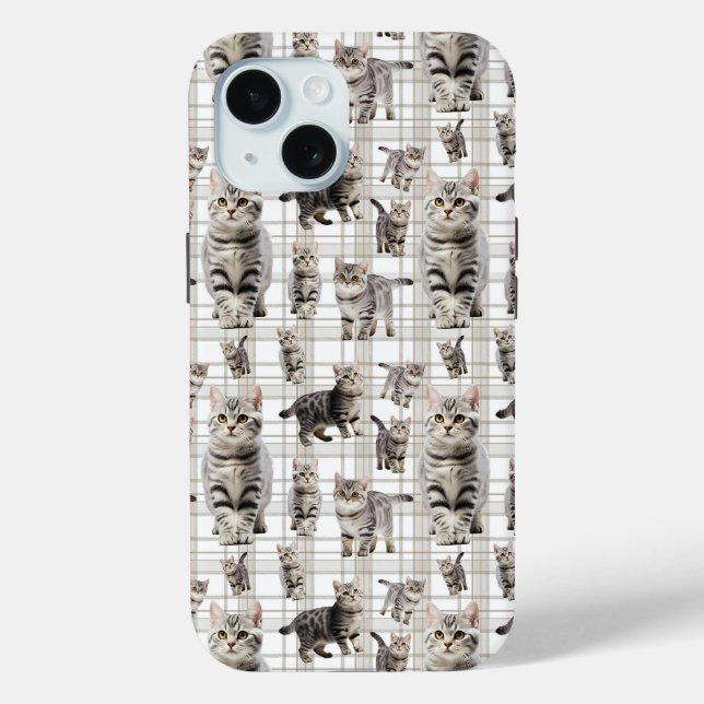 Whimsical Cat iPhone 15 Phone Case  (Back)