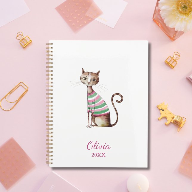 Whimsical Cat Mom Cute Watercolor custom cat lover Planner (Creator Uploaded)