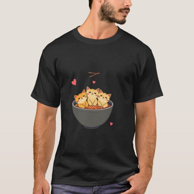 Whimsical Cat Noodle T-Shirt (Front)