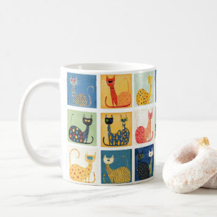 Whimsical Cat Parade Coffee Mug
