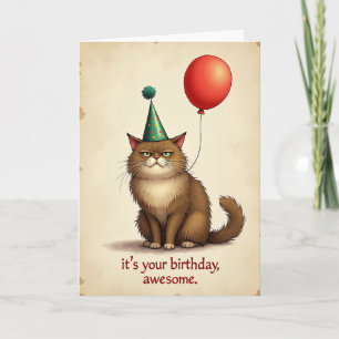 Whimsical Cat Party Card
