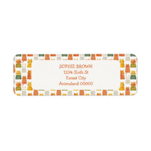 Whimsical Cat Pattern Colourful Return Address 