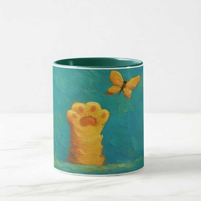 Whimsical Cat Paw Mug – Artistic Texture Style (Creator Uploaded)