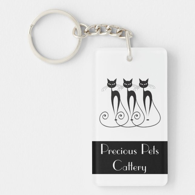 Whimsical cat PERSONALIZE Keychain (Front)