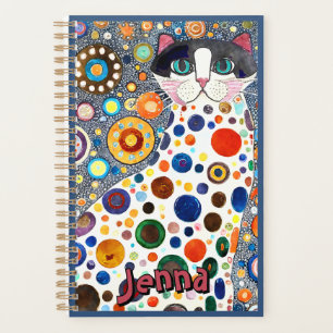 Whimsical Cat Personalized Spiral Weekly Monthly Planner