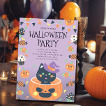 Whimsical Cat & Pumpkin Halloween  Invitation<br><div class="desc">Our Halloween party invitation features a whimsical design showcasing a playful cat nestled inside a carved pumpkin, perfectly capturing the festive spirit of the season. The vibrant colours and charming illustration create an inviting atmosphere, making it an ideal choice for inviting friends and family to your Halloween celebration. With ample...</div>