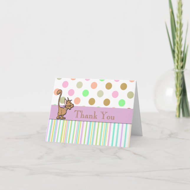 Whimsical Cat Thank You Card (Front)