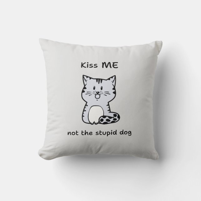 Whimsical Cat Throw Pillow (Front)