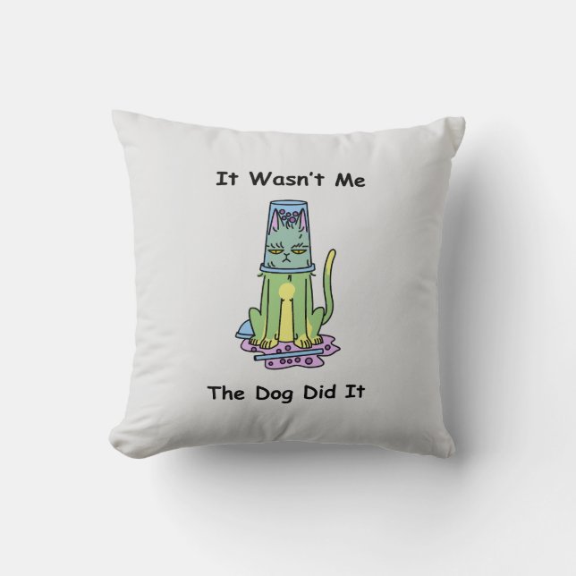 Whimsical Cat  Throw Pillow (Front)