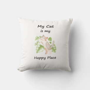 Whimsical Cat Throw Pillow