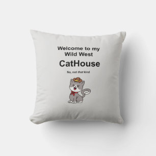Whimsical Cat Throw Pillow