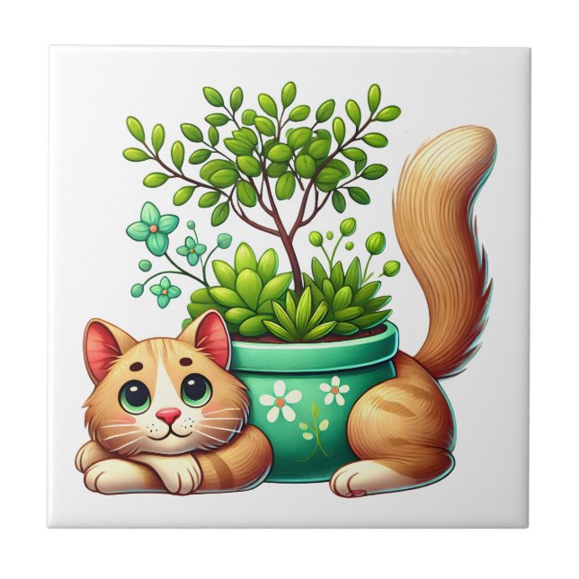 Whimsical Cat  Tile (Front)