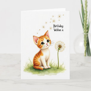 Whimsical Cat Wish Birthday Card