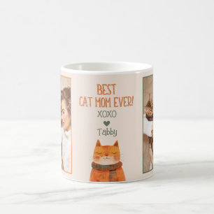Whimsical Cat with Two Photo Best Cat Mom Ever Coffee Mug