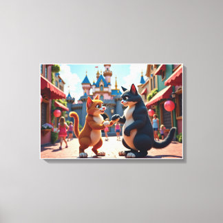 Whimsical Cats' Day Out: A Fairytale Friendship Ad Canvas Print