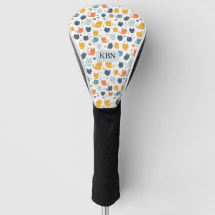 Whimsical Cats Monogrammed Initials Golf Head Cover
