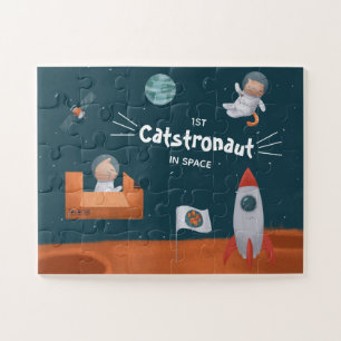 Whimsical Catstronaut in Space, Cats on Mars, Fun Jigsaw Puzzle