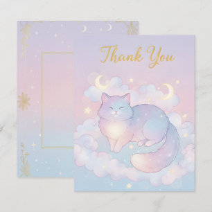Whimsical Celestial Cat "Thank You" Card