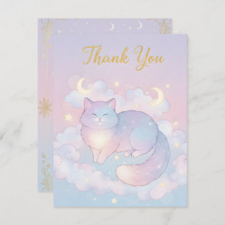 Whimsical Celestial Cat "Thank You" Card