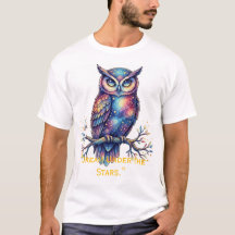 Whimsical Celestial Cosmic Owl Fantasy Graphic T-S