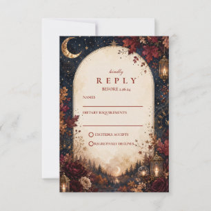 Whimsical Celestial Fall Wedding RSVP Card