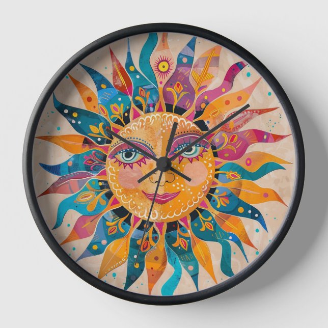 Whimsical Celestial Sun Clock (Front)