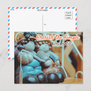 Whimsical Ceramic Figurines Vintage Postcard