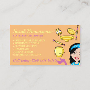 Whimsical Ceramic Pottery Artist Business Card