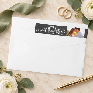 Whimsical Chalk Photo Save the Date Address Wrap Around Label