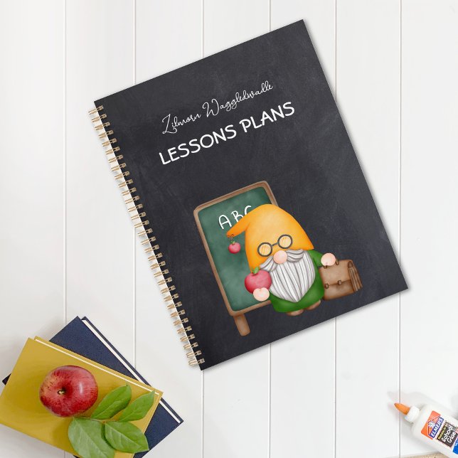 Whimsical Chalkboard Gnome Teacher With Apple Planner (Creator Uploaded)