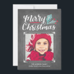 Whimsical Chalkboard Hand Lettered Christmas Photo Holiday Card<br><div class="desc">Send your holiday greetings in style with this 1-photo holiday card featuring hand lettered calligraphy artwork and a watercolor holly. Opt for an extra luxurious touch with textured paper or a die-cut shape.</div>