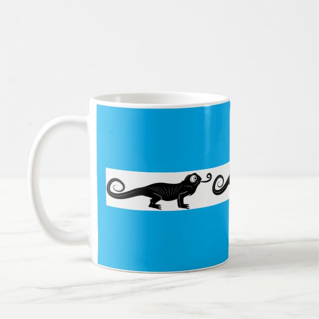 Whimsical Chameleon Design Turquoise Coffee Cup (Left)