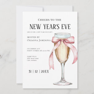 Whimsical Champagne New Year's Eve Party Invitat Invitation