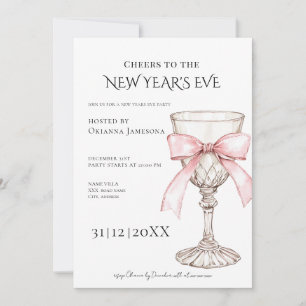 Whimsical  Champagne New Year's Eve Party  Invitation