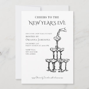 Whimsical Champagne New Year's Eve Party Invitation