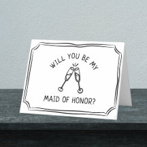Whimsical Champagne Toast Maid of Honour Proposal