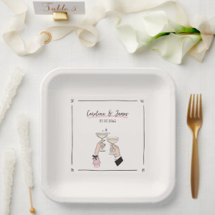Whimsical Champagne Toast Paper Plates – Hand Draw