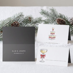Whimsical Champagne Tower Personalized Wedding Place Card
