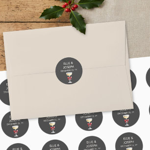 Whimsical Champagne Wedding Favour Classic Round Sticker
