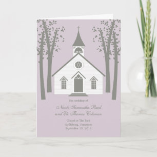 Whimsical Chapel Wedding Program Card
