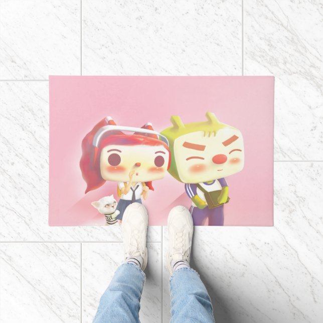 Whimsical Characters with Cat Doormat (Indoor)